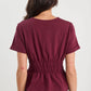 Svelte Burgundy Shirred Detail SS Tee