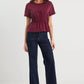 Svelte Burgundy Shirred Detail SS Tee