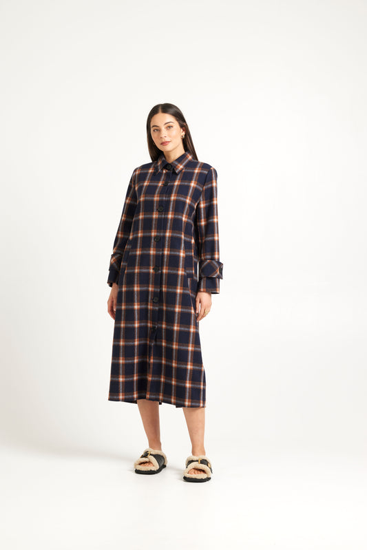 Kamali Coat - Navy Check