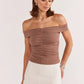 Celia Off Shoulder Top - Latte