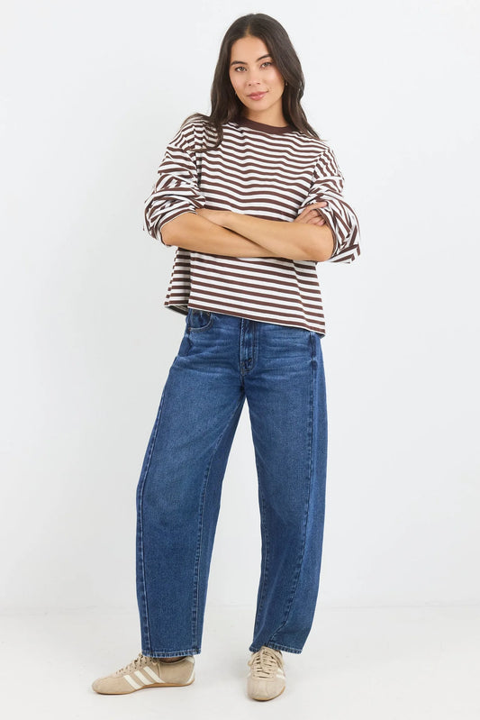 Unite Chocolate White Stripe Tee