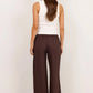 Wellness Dark Chocolate Linen Pull On Wide Leg Pants