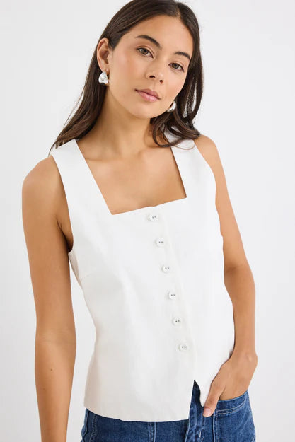 Viaduct Ivory Ramie Sleeveless Vest Top