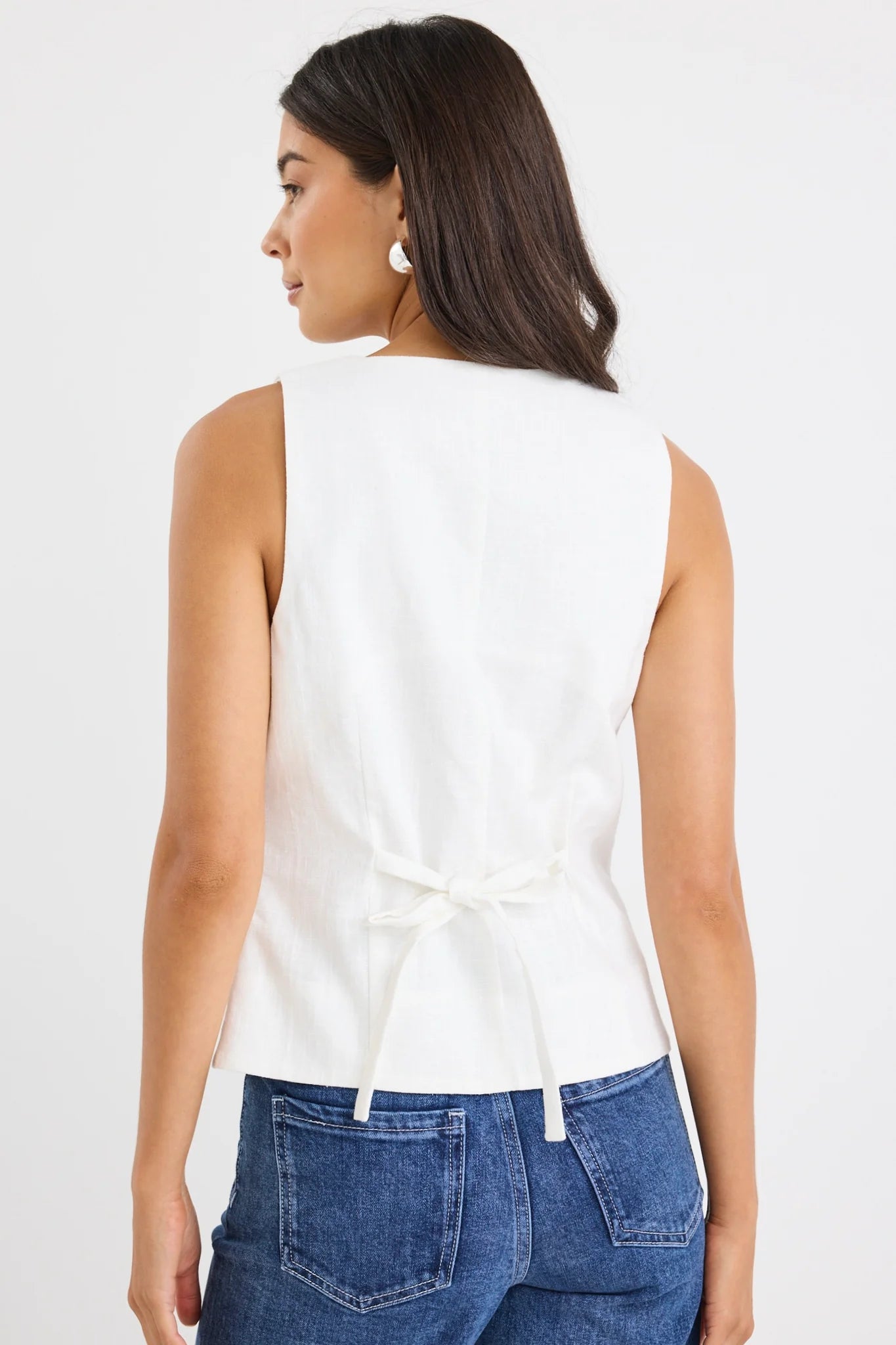Viaduct Ivory Ramie Sleeveless Vest Top
