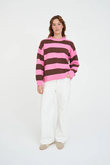 Kenzie Knit Crew - Petal / Chestnut