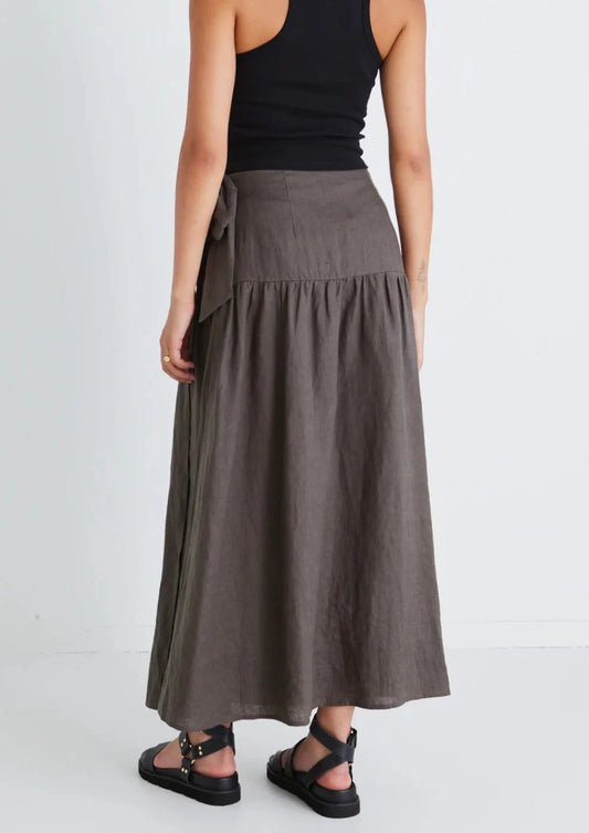 Impact Wrap Maxi Skirt - Dark Linen