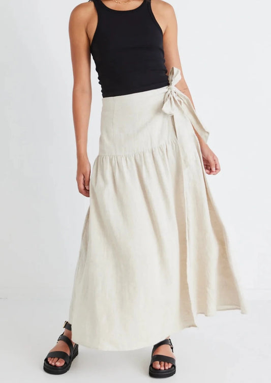 Impact Wrap Maxi Skirt - Natural Linen