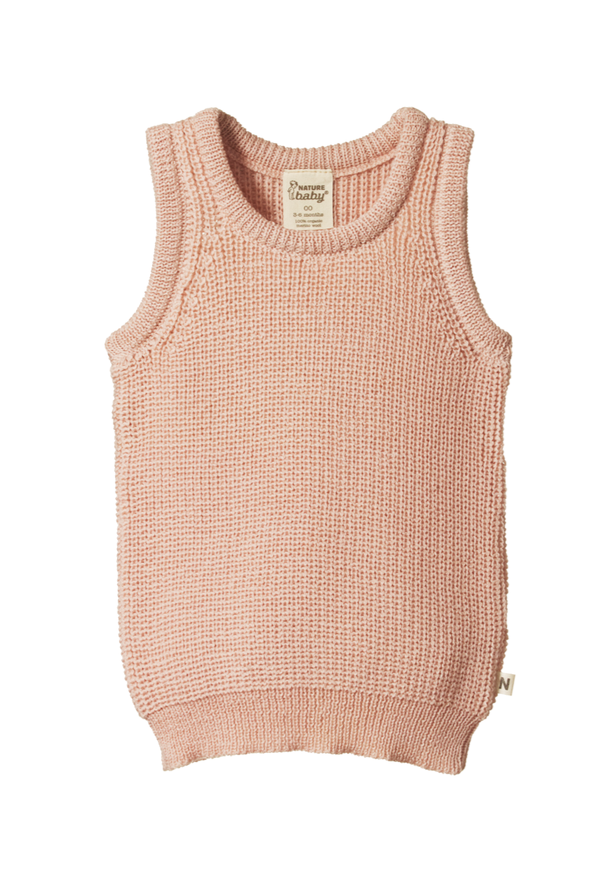Merino Knit Vest - Rose Dust