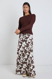 Tie Waist Maxi Skirt - Choc
