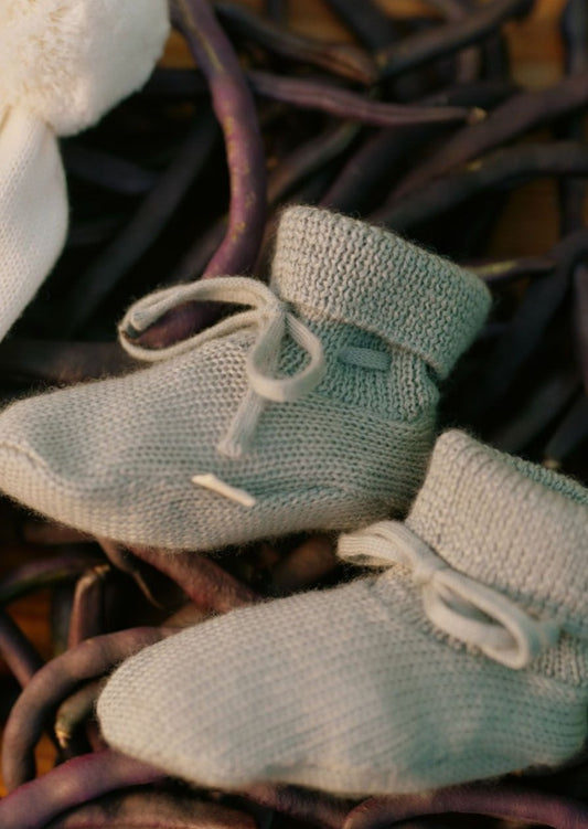 Merino Knit Booties - Sage