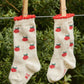 Organic Cotton Socks - Raspberry / Navy Stripe