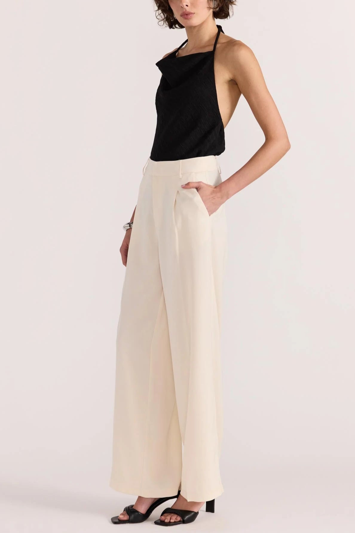 Sabine Wide Leg Pant - Cream