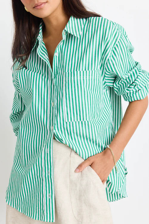 You Got This Green Stripe Poplin Shirt