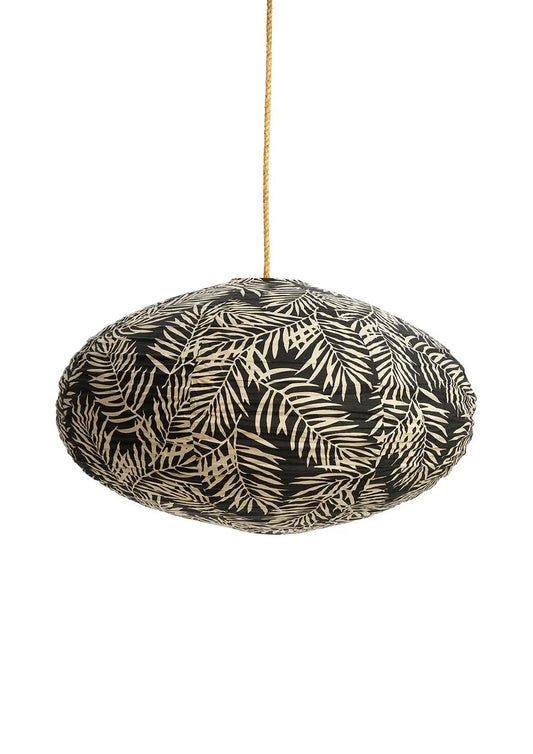 Lantern Cotton-Oval-Large-Palm Charcoal