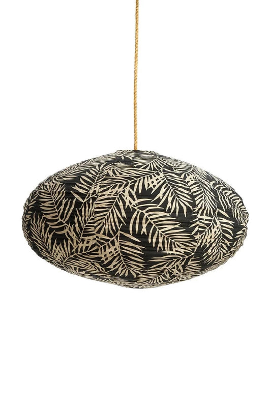 Lantern Cotton-Oval-Large-Palm Charcoal